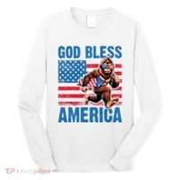 Bigfoot Holding Firework God Bless America Long Sleeve Shirt thumb 0