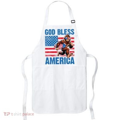 Bigfoot Holding Firework God Bless America Apron