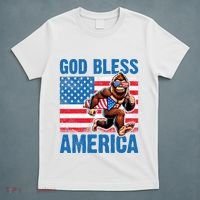 Bigfoot Holding Firework God Bless America T-Shirt thumb 5
