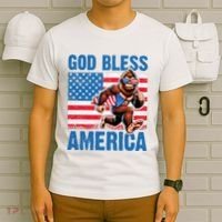 Bigfoot Holding Firework God Bless America T-Shirt thumb 6