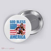 Bigfoot Holding Firework God Bless America Button thumb 0