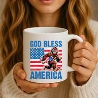 Bigfoot Holding Firework God Bless America Coffee Mug thumb 3