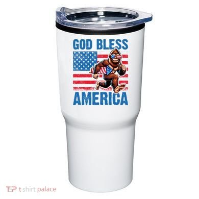 Bigfoot Holding Firework God Bless America Tumbler
