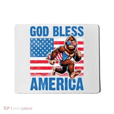 Bigfoot Holding Firework God Bless America Mousepad