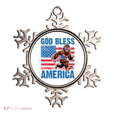 Bigfoot Holding Firework God Bless America Ornament