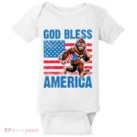 Bigfoot Holding Firework God Bless America Baby Bodysuit thumb 0
