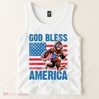 Bigfoot Holding Firework God Bless America Tank Top thumb 2