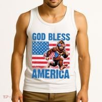 Bigfoot Holding Firework God Bless America Tank Top thumb 3
