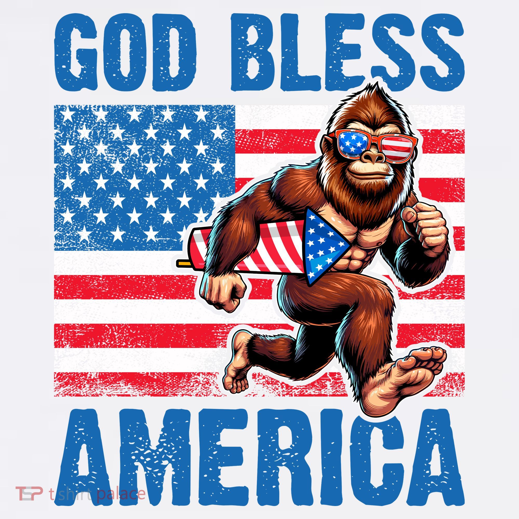 Bigfoot Holding Firework God Bless America Visor