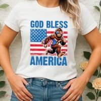 Bigfoot Holding Firework God Bless America Women's T-Shirt thumb 2