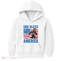 Bigfoot Holding Firework God Bless America Kids Hoodie thumb 0