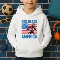 Bigfoot Holding Firework God Bless America Kids Hoodie thumb 2