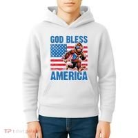 Bigfoot Holding Firework God Bless America Kids Hoodie thumb 4