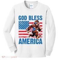Bigfoot Holding Firework God Bless America Kids Long Sleeve Shirt thumb 0