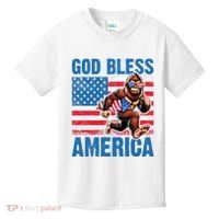 Bigfoot Holding Firework God Bless America Kids T-Shirt thumb 0