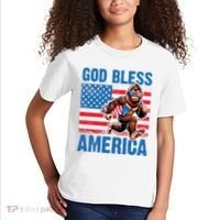 Bigfoot Holding Firework God Bless America Kids T-Shirt thumb 2