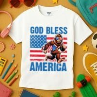 Bigfoot Holding Firework God Bless America Kids T-Shirt thumb 3