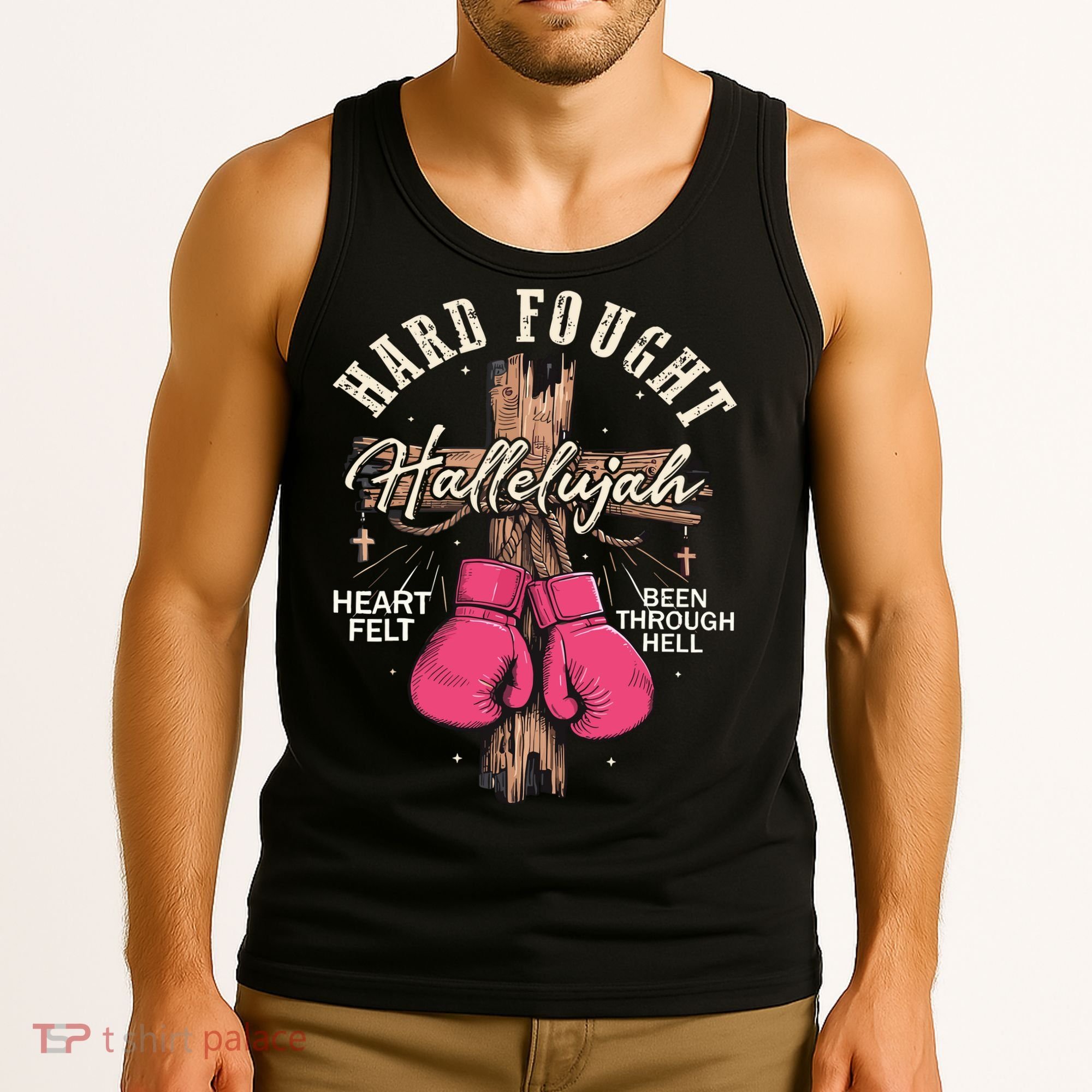 Brandon Hard Fought Hallelujah Praise Jesus Tank Top