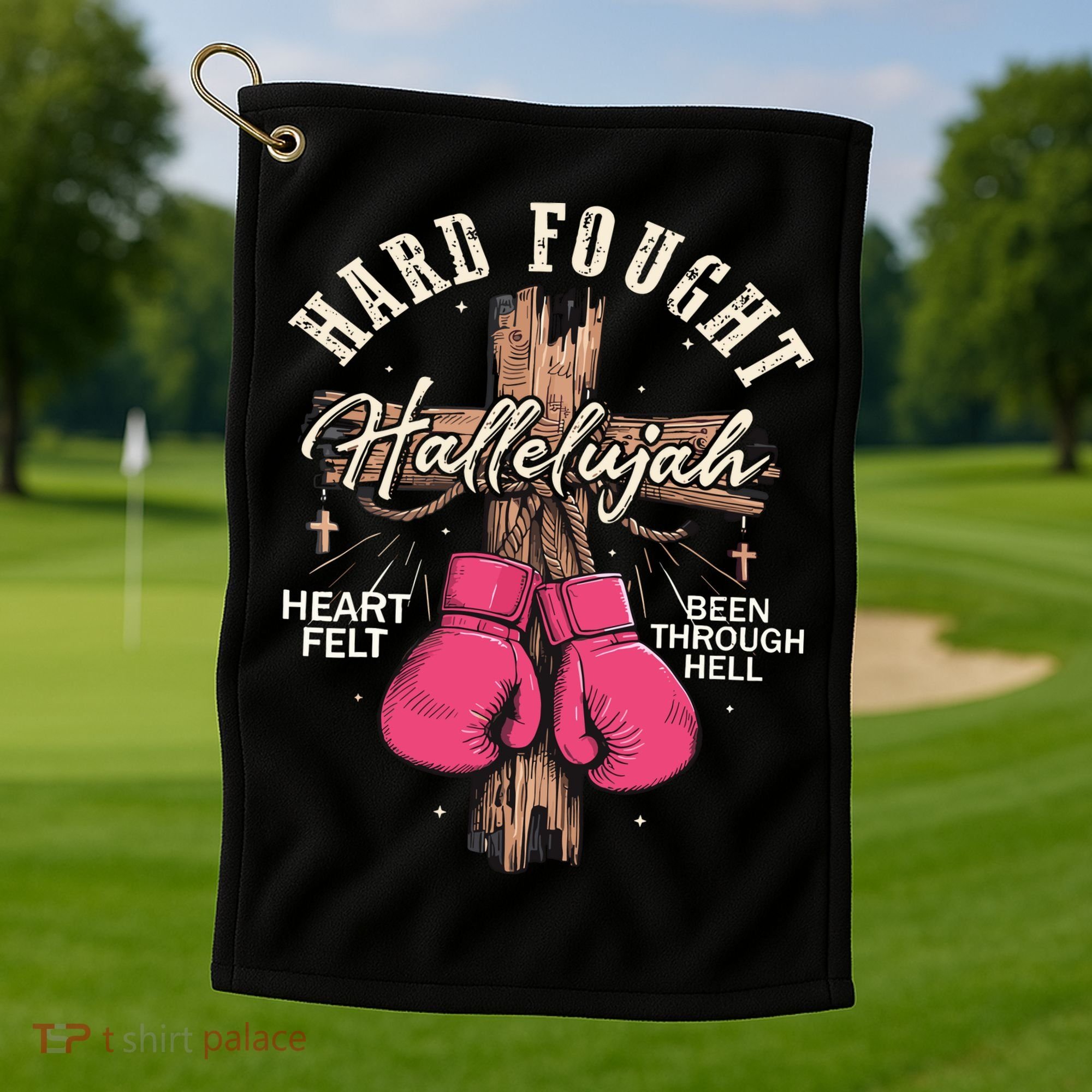 Brandon Hard Fought Hallelujah Praise Jesus Golf Towel