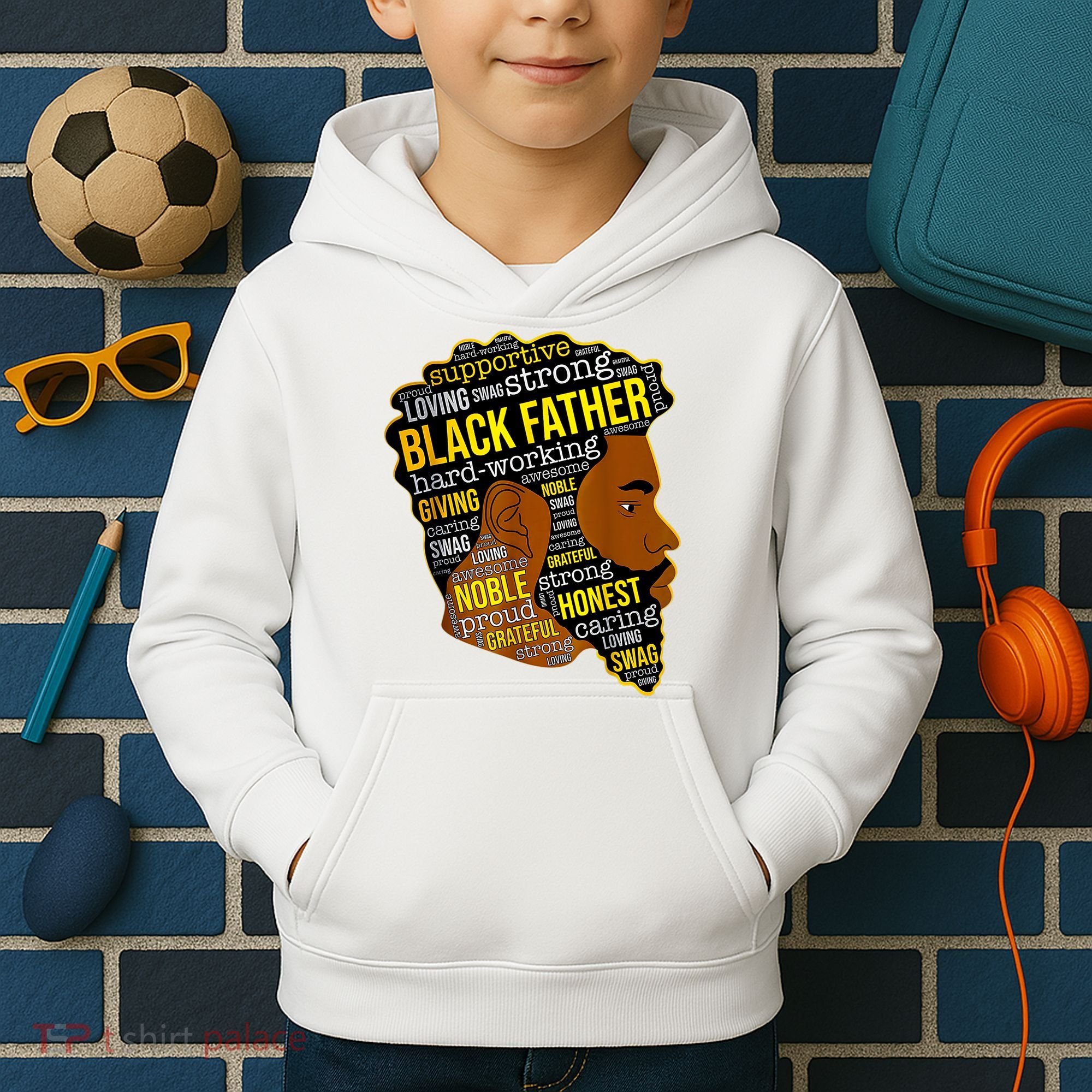 Best Happy Father’s Day Black Father King Afro African Man Kids Hoodie