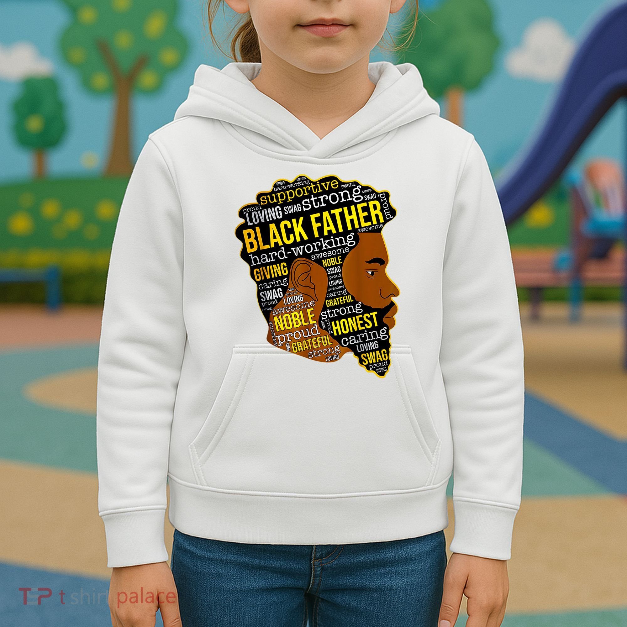 Best Happy Father’s Day Black Father King Afro African Man Kids Hoodie