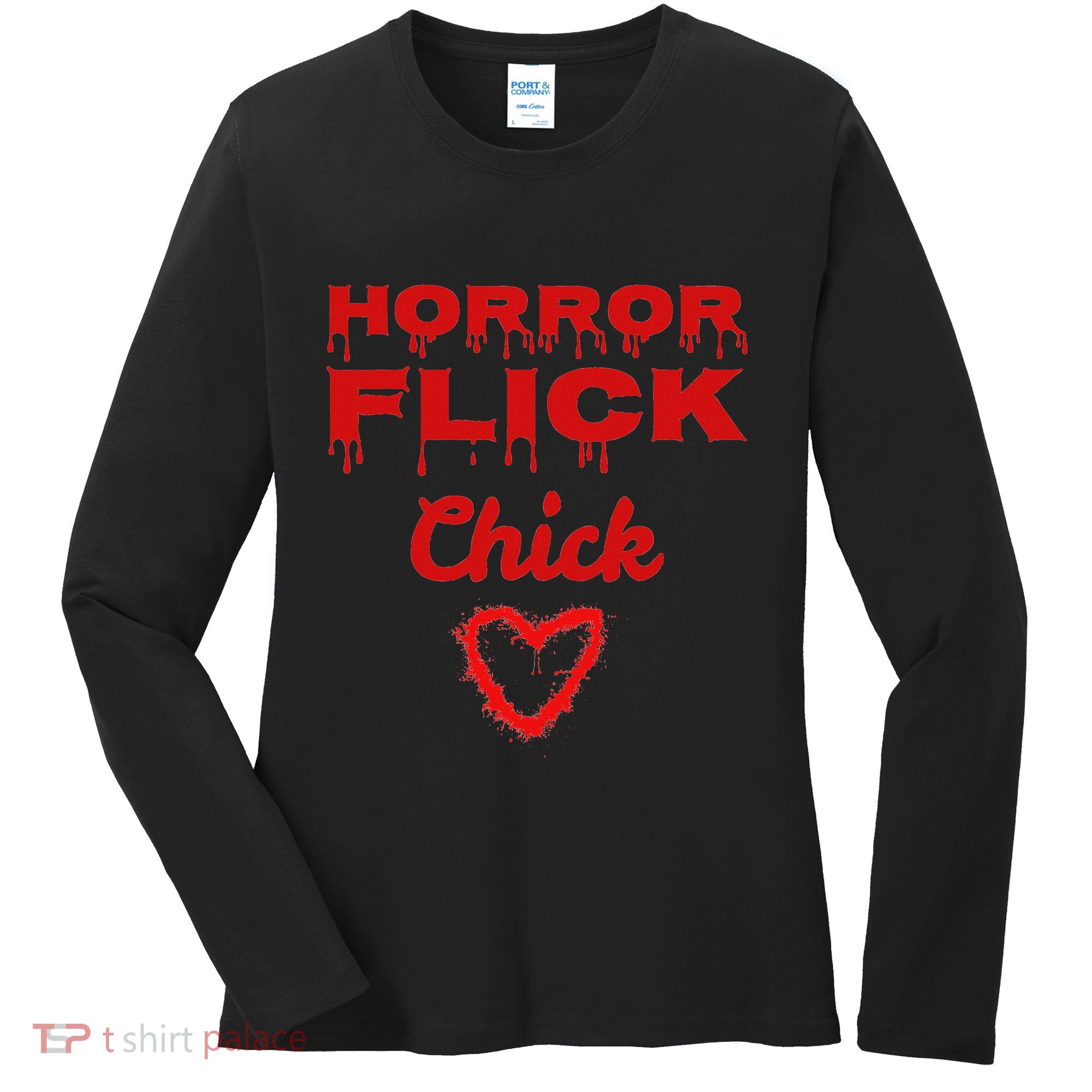 Bloody Horror Flick Chick Scary Horror Movie Lovers Women's Long Sleeve Shirt