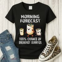Breakfast Humor Funny Morning Forecast Breakfast Burrito Women's T-Shirt thumb 3