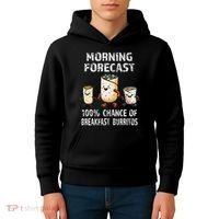 Breakfast Humor Funny Morning Forecast Breakfast Burrito Kids Hoodie thumb 4