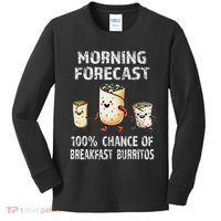 Breakfast Humor Funny Morning Forecast Breakfast Burrito Kids Long Sleeve Shirt thumb 0