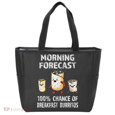 Breakfast Humor Funny Morning Forecast Breakfast Burrito Tote Bag