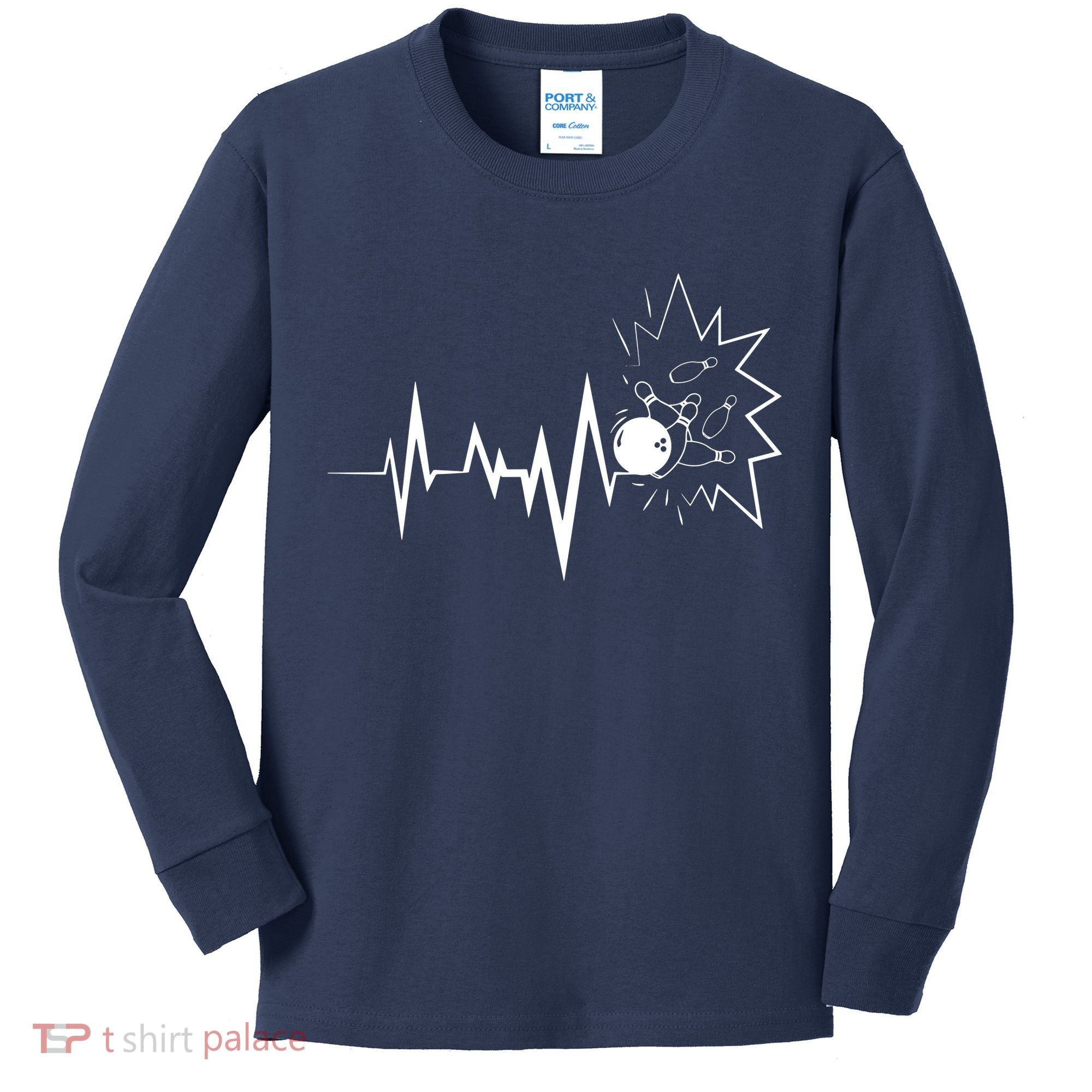 Bowling Heartbeat For Bowling Lovers And Players Kids Long Sleeve Shirt
