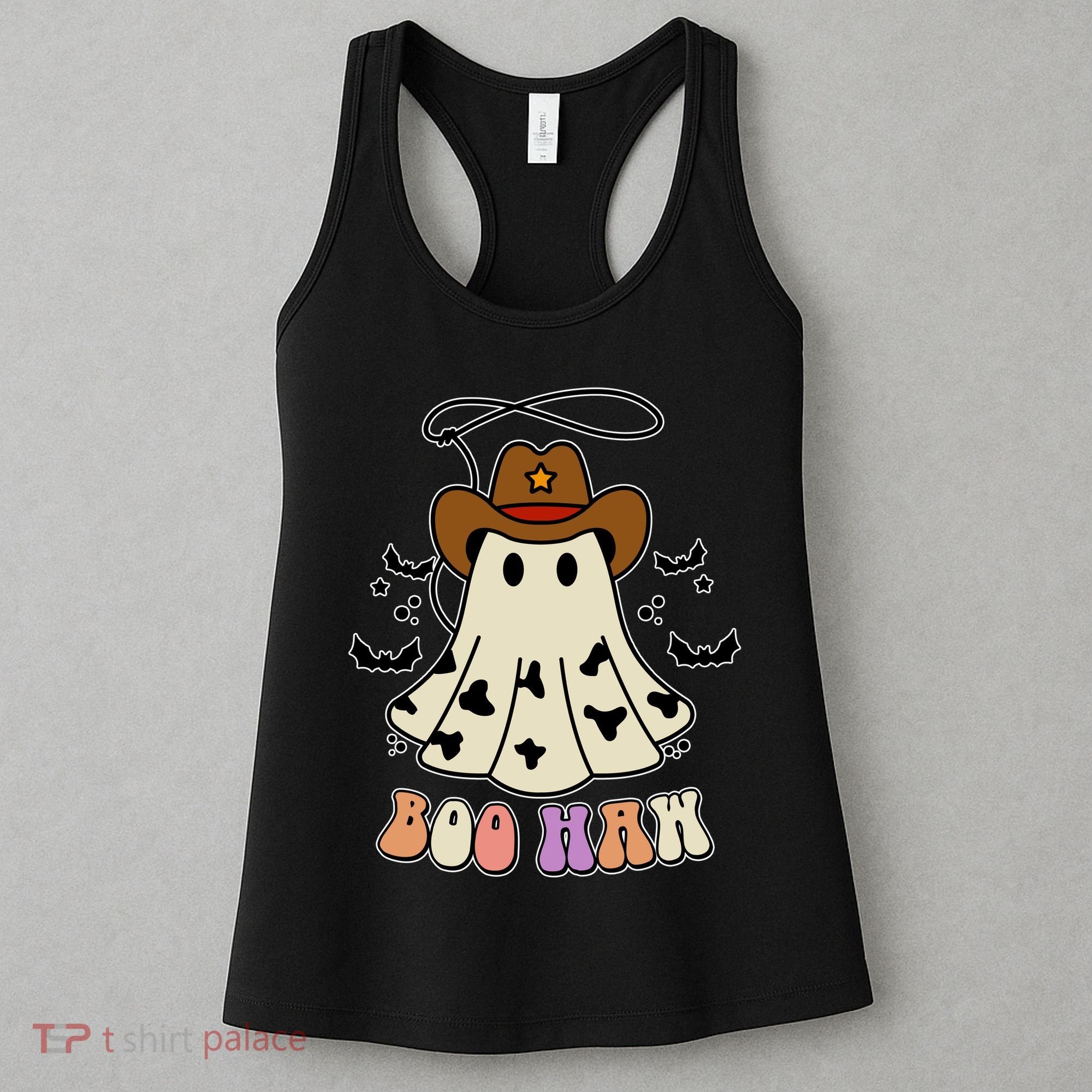 Boo Haw Ghost Western Cowboy Cowgirl Halloween Women's Tank Top