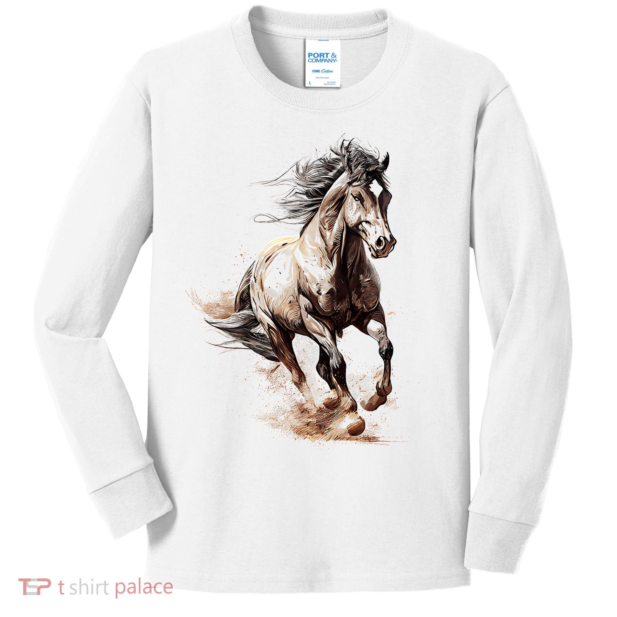 Beautiful Horse Graphic Horse Kids Long Sleeve Shirt
