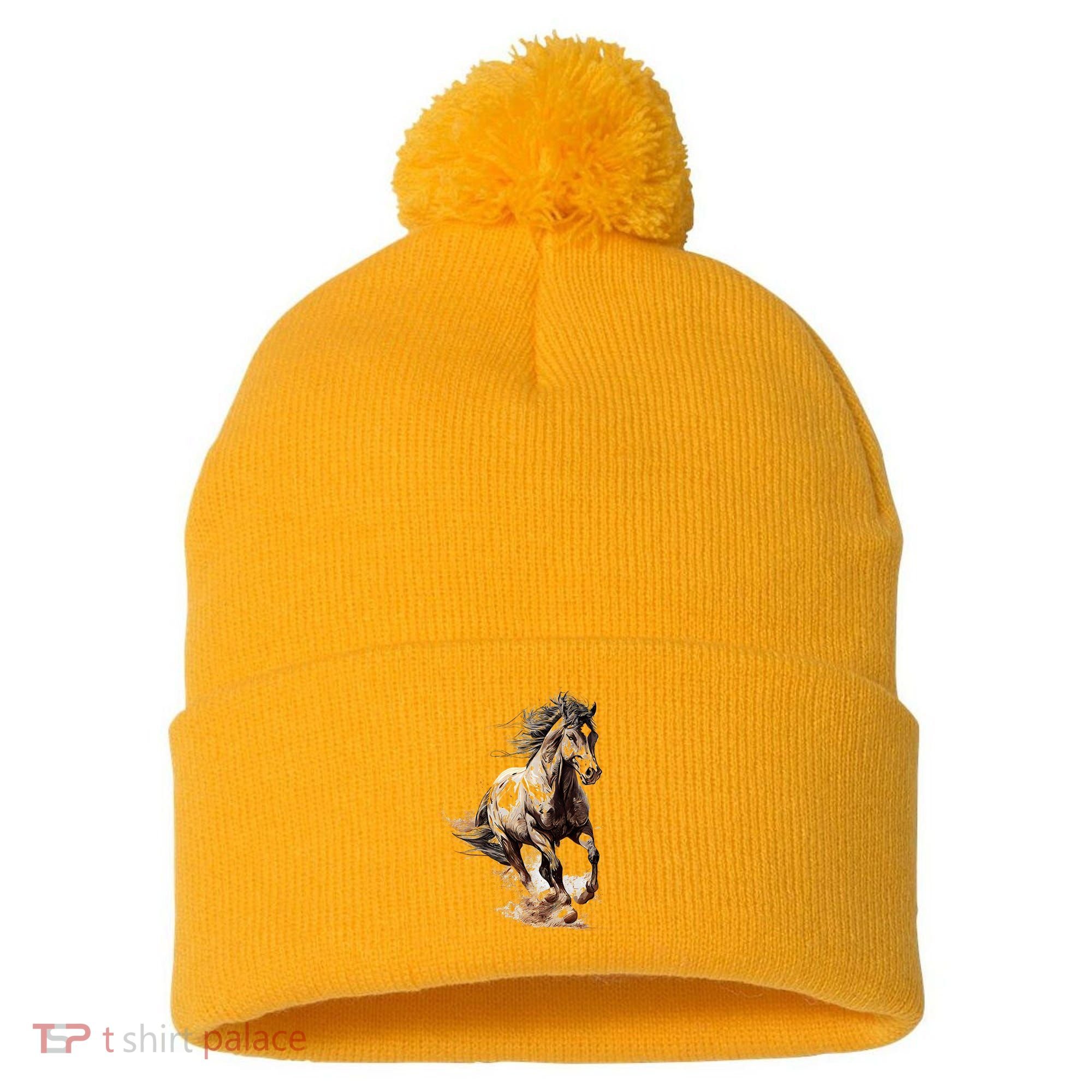 Beautiful Horse Graphic Horse funny animal Pom Pom 12in Knit Beanie