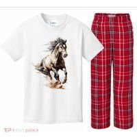 Beautiful Horse Graphic Horse funny animal Kids Plaid Pajama Set thumb 0