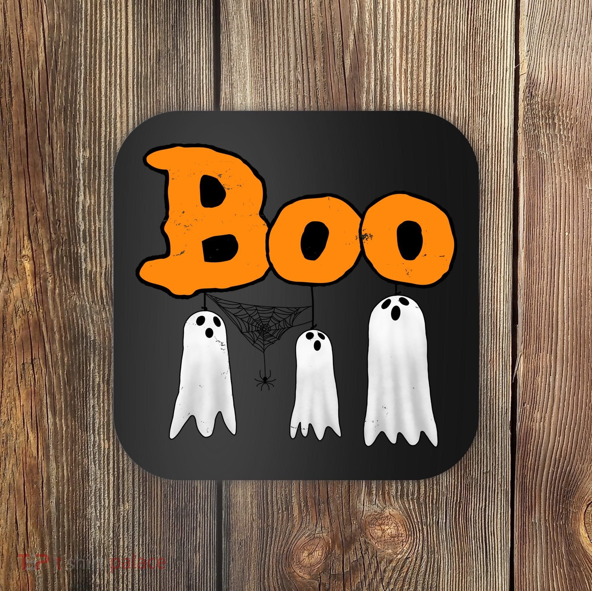 Boo Hanging Ghost Cute Funny Halloween Party Coaster