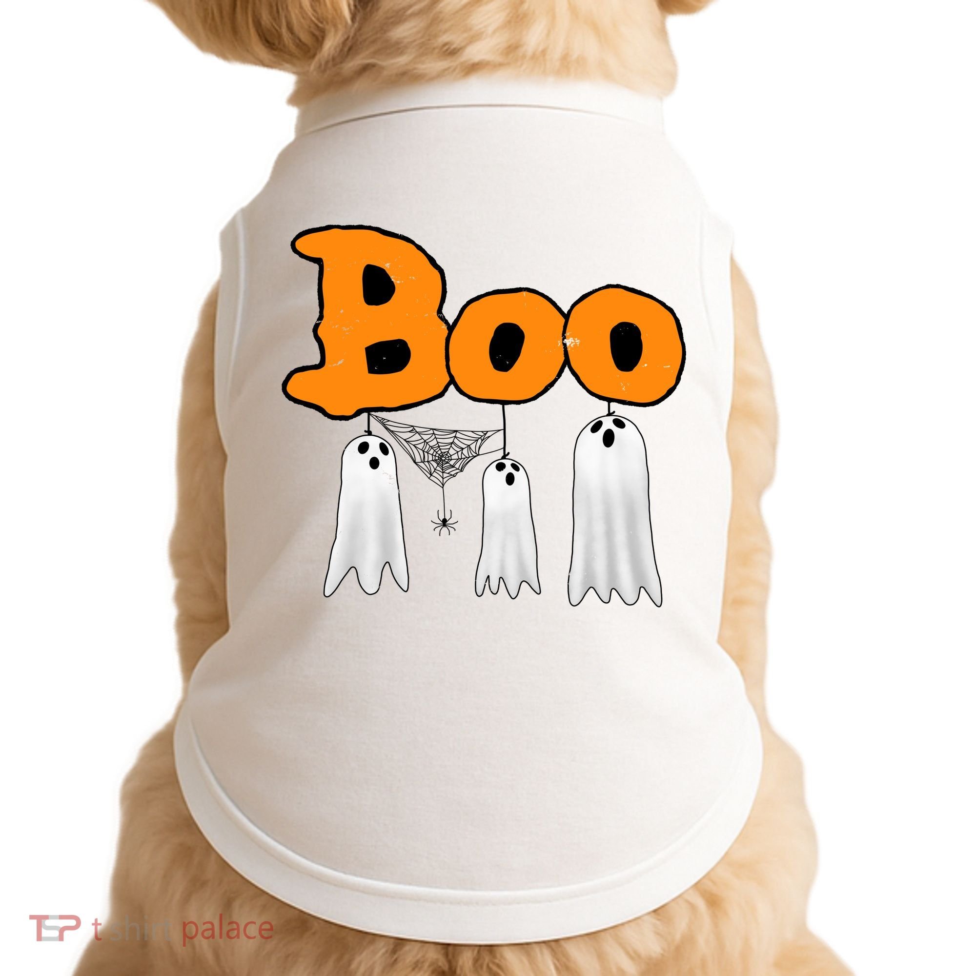 Boo Hanging Ghost Cute Funny Halloween Party Doggie Tank
