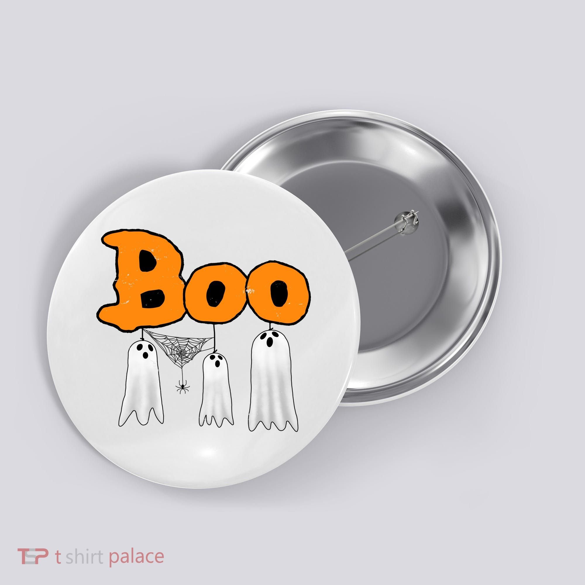 Boo Hanging Ghost Cute Funny Halloween Party Button