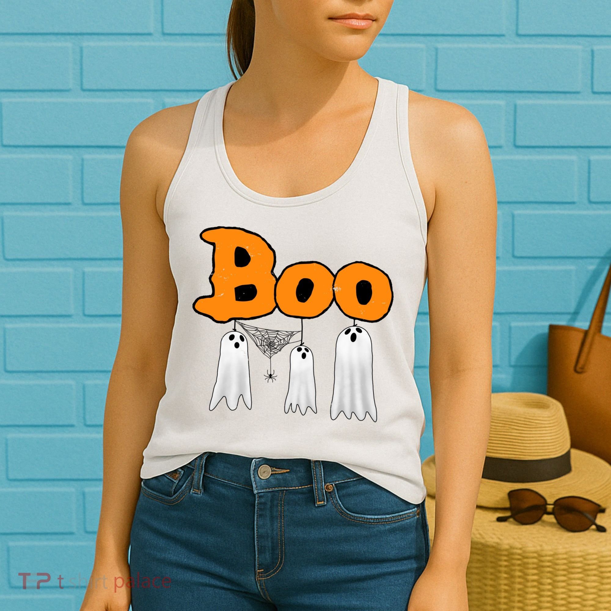 Boo Hanging Ghost Cute Funny Halloween Party Women's Tank Top