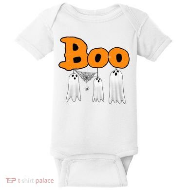 Boo Hanging Ghost Cute Funny Halloween Party Baby Bodysuit