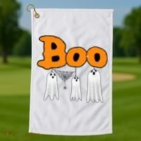Boo Hanging Ghost Cute Funny Halloween Party Golf Towel thumb 1