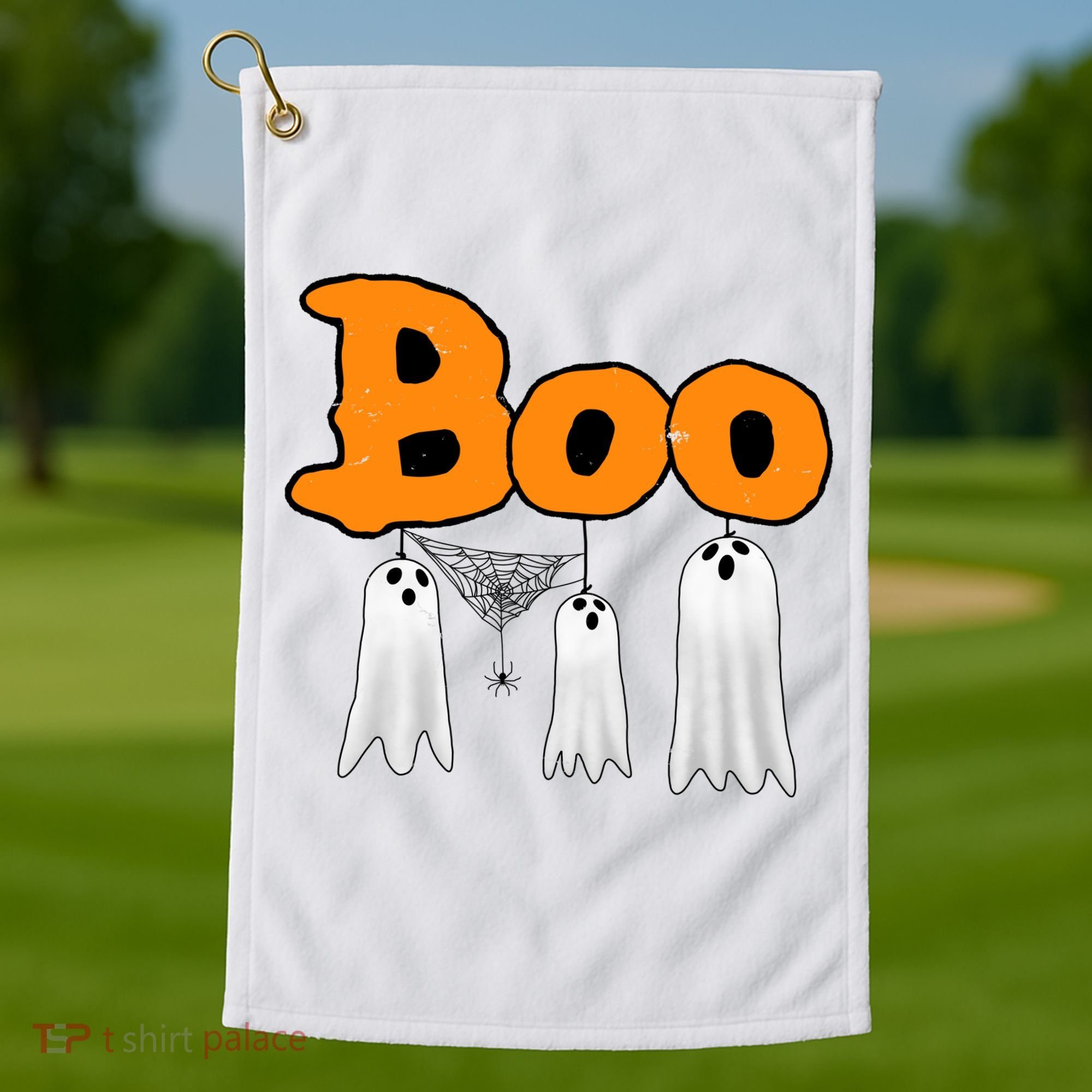 Boo Hanging Ghost Cute Funny Halloween Party Golf Towel