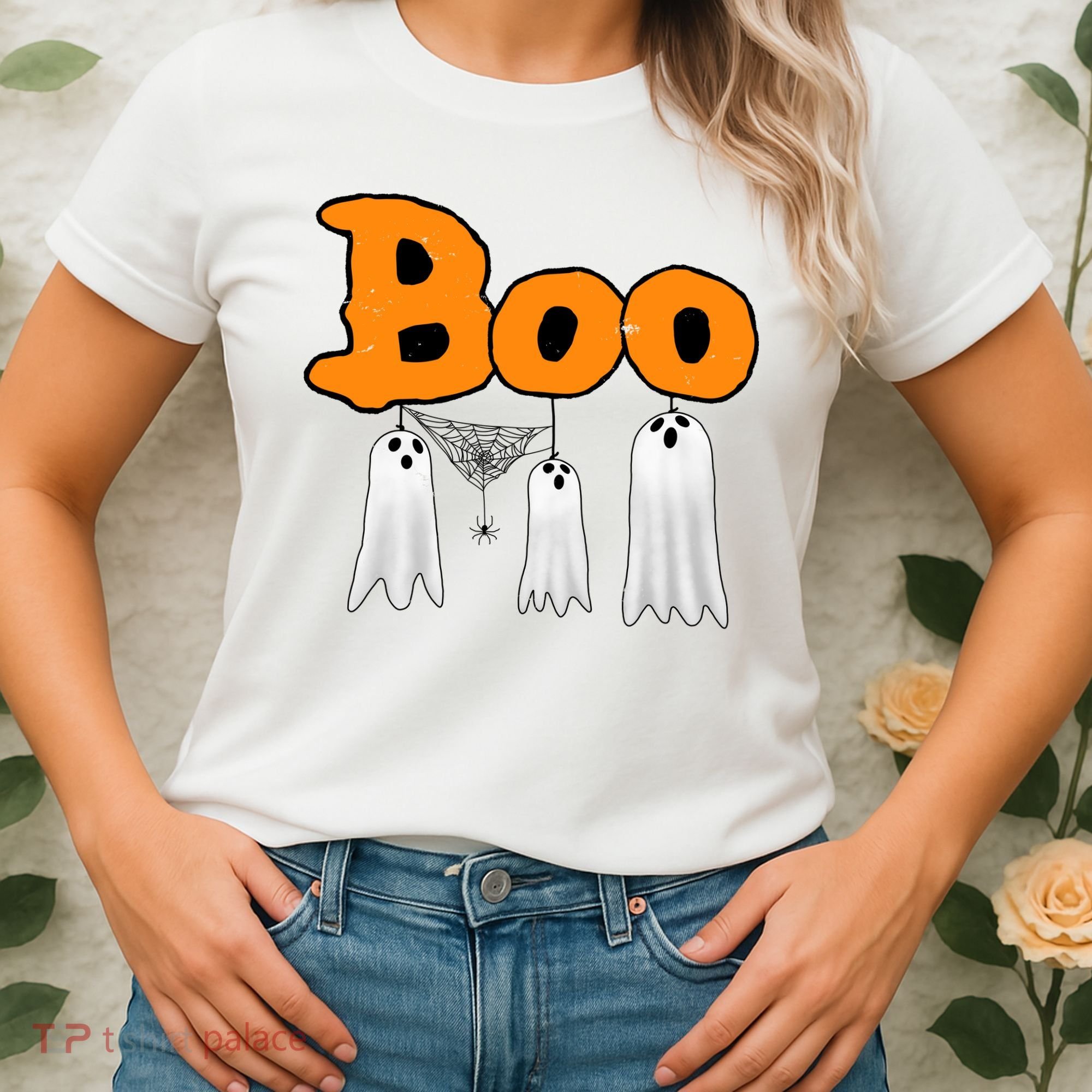 Boo Hanging Ghost Cute Funny Halloween Party Women's T-Shirt
