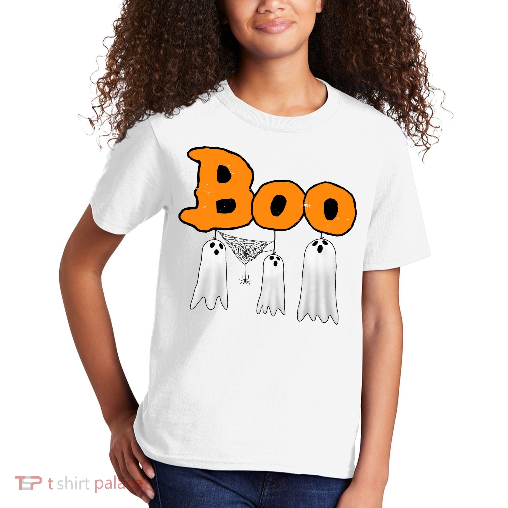 Boo Hanging Ghost Cute Funny Halloween Party Kids T-Shirt