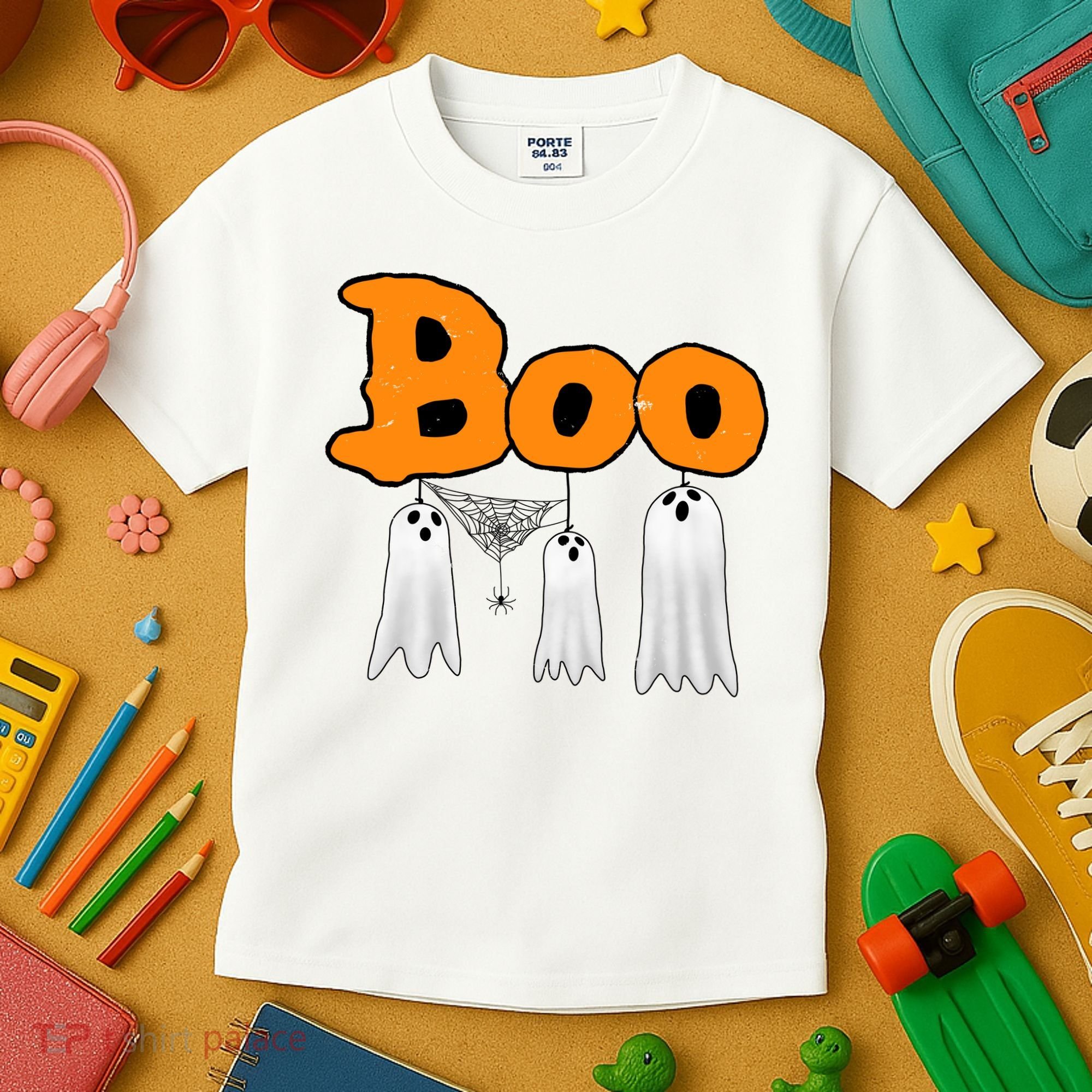 Boo Hanging Ghost Cute Funny Halloween Party Kids T-Shirt
