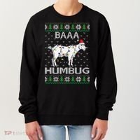 Baaa Humbug Goat Santa Hat Christmas Lights Ugly Sweater Gift Women's Sweatshirt thumb 0