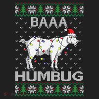 Baaa Humbug Goat Santa Hat Christmas Lights Ugly Sweater Gift Women's Sweatshirt thumb 2