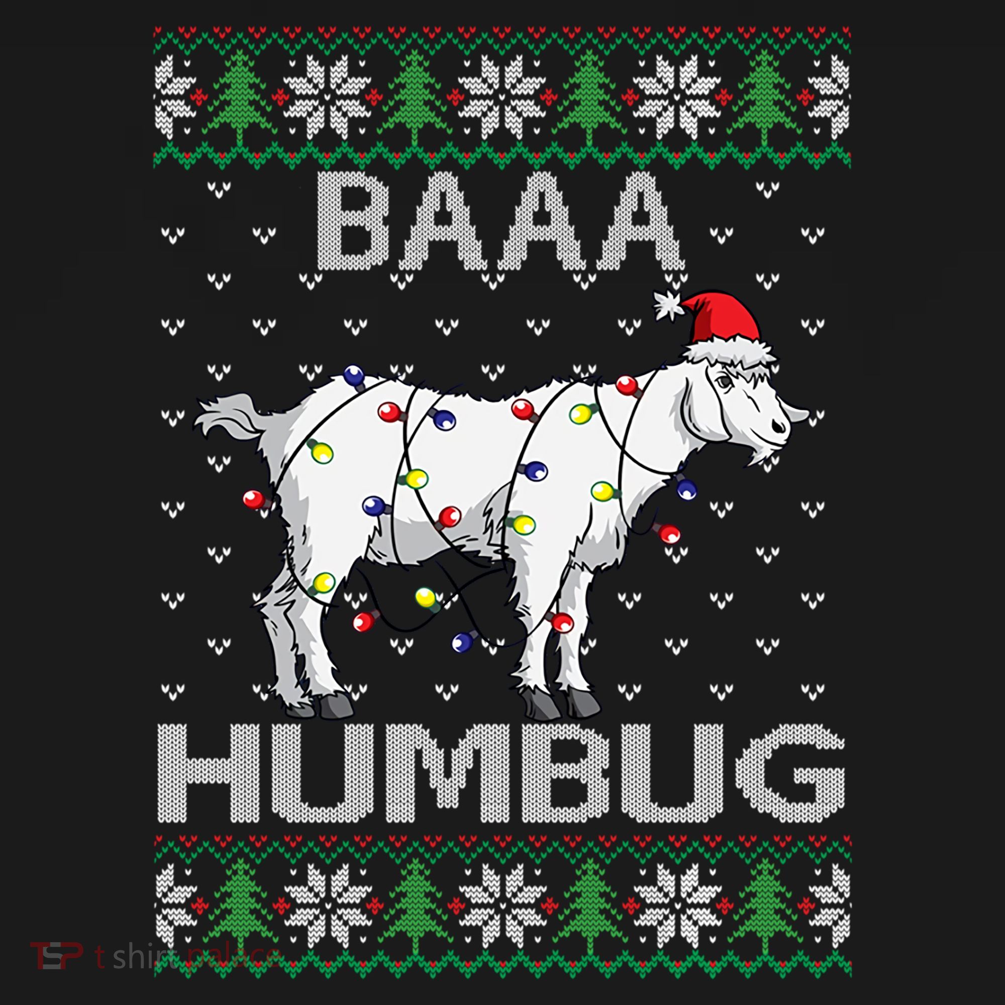 Baaa Humbug Goat Santa Hat Christmas Lights Ugly Sweater Gift Women's Hoodie