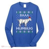 Baaa Humbug Goat Santa Hat Christmas Lights Ugly Sweater Gift Long Sleeve Shirt thumb 0