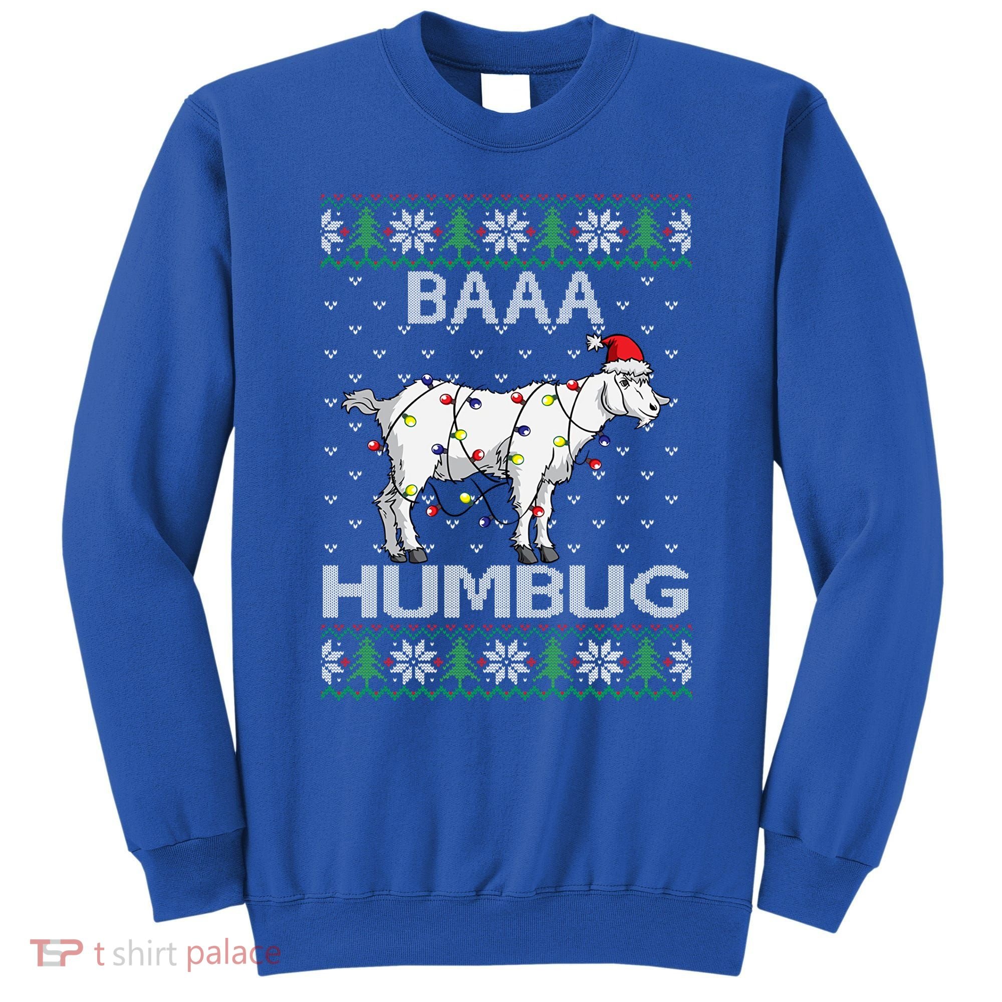 Baaa Humbug Goat Santa Hat Christmas Lights Ugly Sweater Gift Sweatshirt